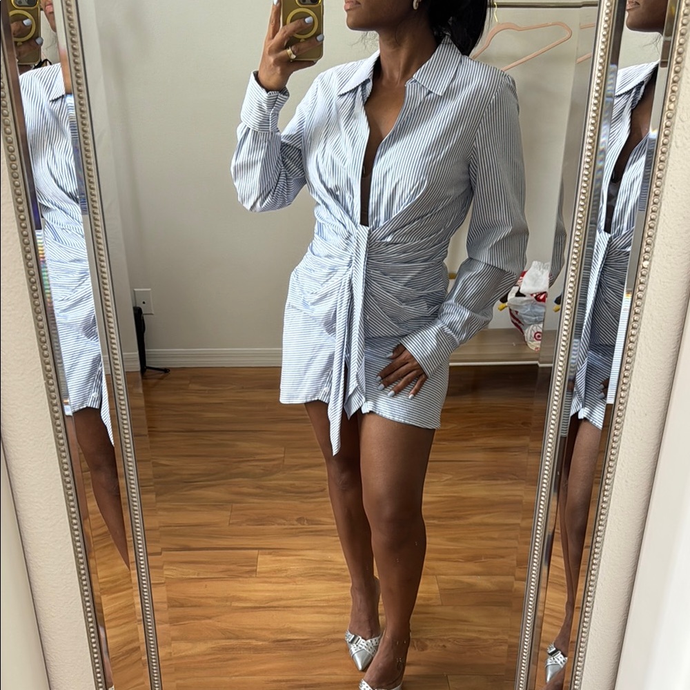Striped Blue Shirt Dress